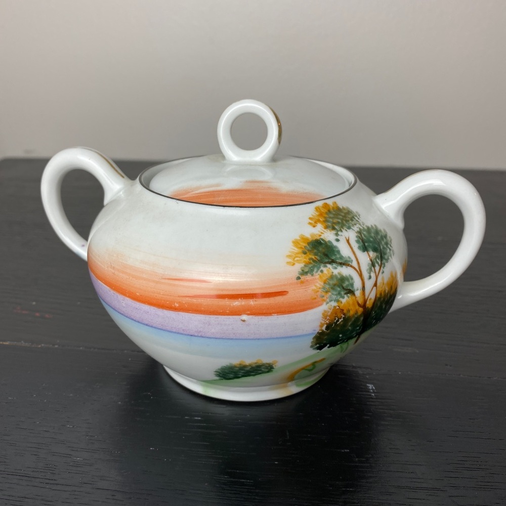 Vintage Hand Painted Meito China Ware Sugar Bowl